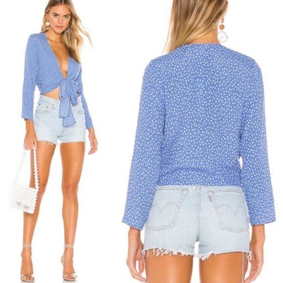 Rolla’s Delilah Floral Wrap Top in French Blue Women’s Size Medium - Picture 1 of 9